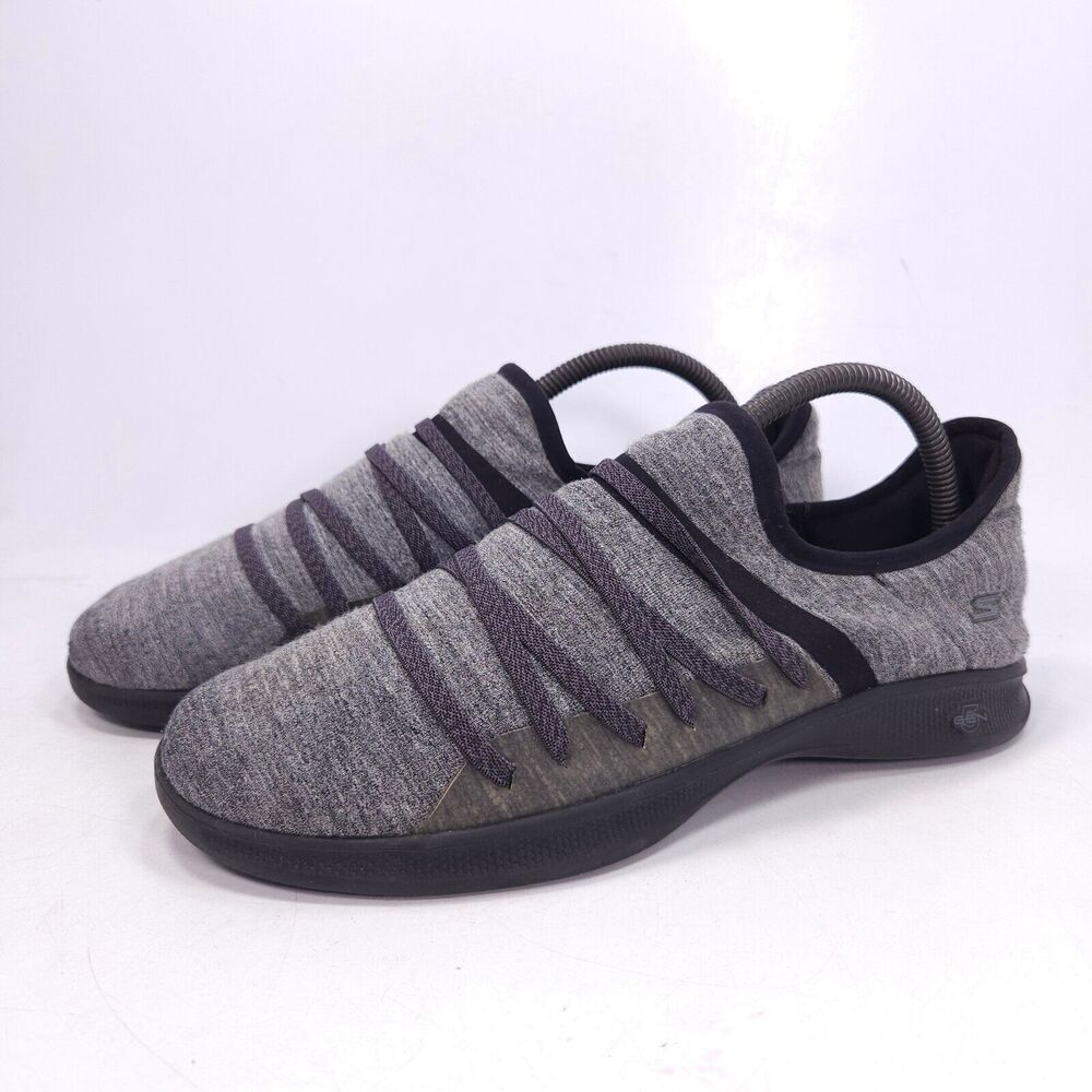 Skechers Goga Max Lite Athletic Slip On Shoe Womens Size 9.5 14751 Gray Black
